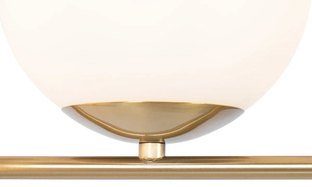 Lampa wisząca w stylu art deco złota z opalowym szkłem 3-punktowa - FloreDesignerski Oswietlenie wewnetrzne