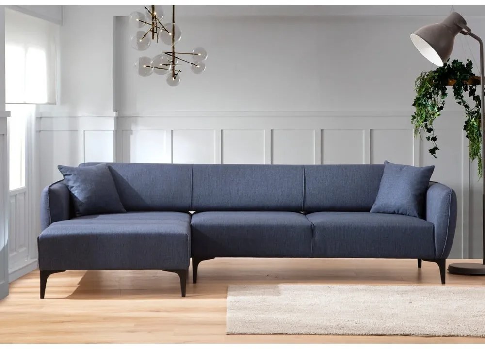 Niebieska sofa narożna Belissimo, lewy narożnik – Balcab Home