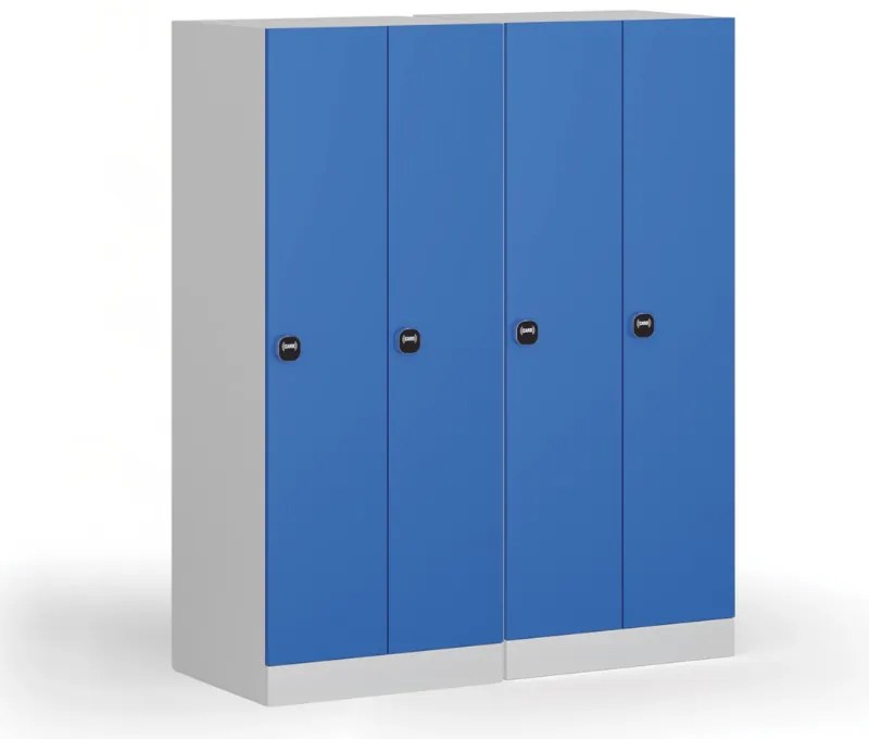 Szafka ubraniowa S1 obniżona, 2-drzwiowa, 1500 x 600 x 500 mm, demontaż, zamek RFID, drzwi niebieskie