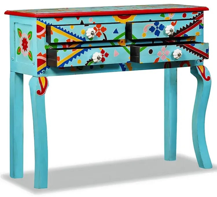 Niebieska drewniana konsola do salonu S9-K91