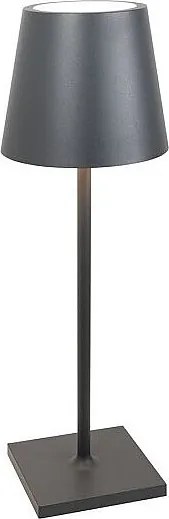 Lampa stołowa LED Zafferano Poldina L Desk, ciemnoszara, ładowalna i ściemnialna, z czasem pracy baterii do 12 godzin.