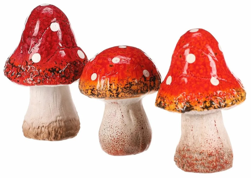 Jesienne dekoracje Zestaw ceramicznych grzybów, 3szt.