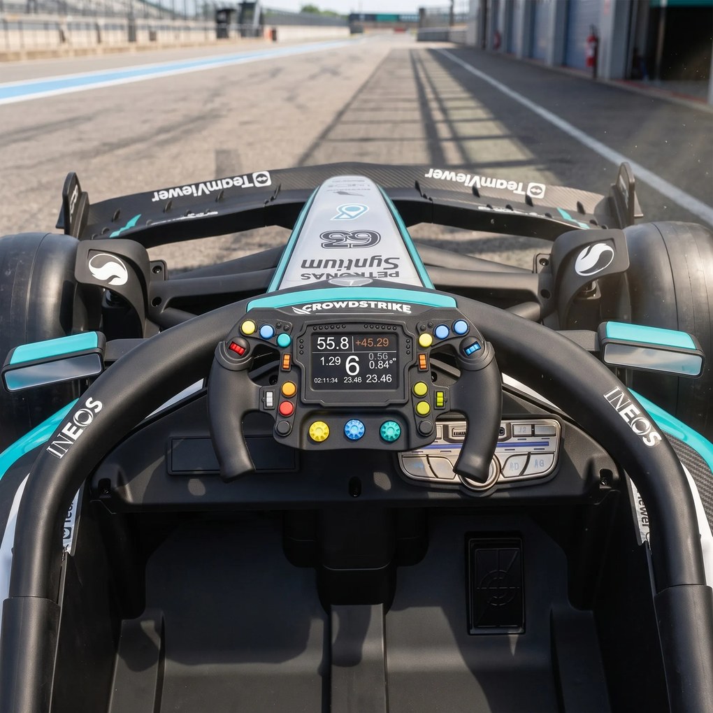 AIYAPLAY Mercedes-AMG PETRONAS F1 12 V Elektryczny gokart dla dzieci z akumulatorem litowym, 2 silniki, miękki start | Aosom PL