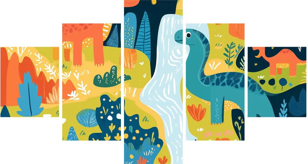 Obraz - Wesołe dinozaury (125x70 cm)