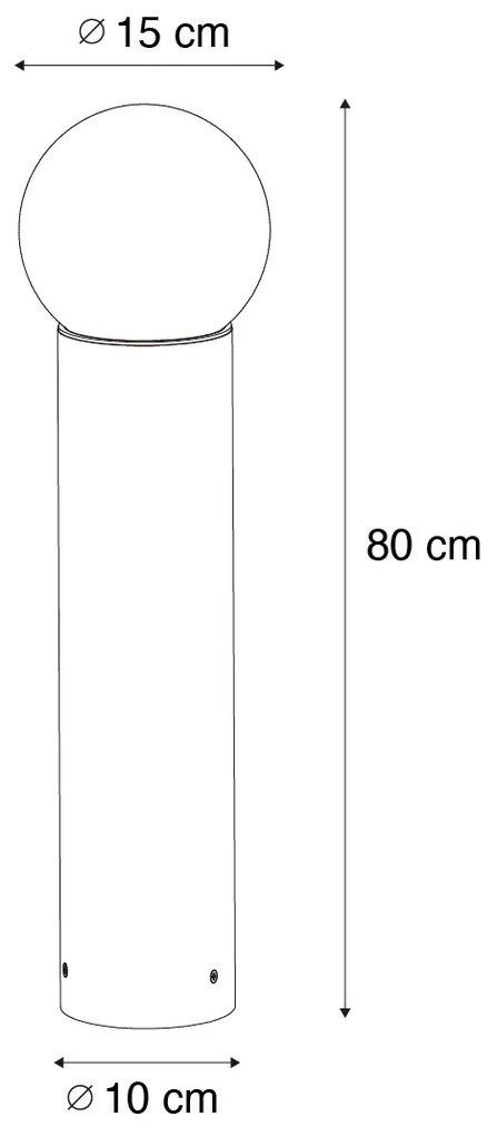 Zewnetrzna Stojąca lampa zewnętrzna czarna z opalowym szkłem 80 cm IP44 - Huma Nowoczesny Oswietlenie zewnetrzne