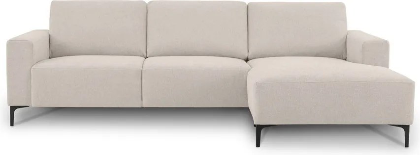 Beżowy narożnik z tkaniny szenilowej (prawostronny/z szezlongiem) Fabian – Scandic