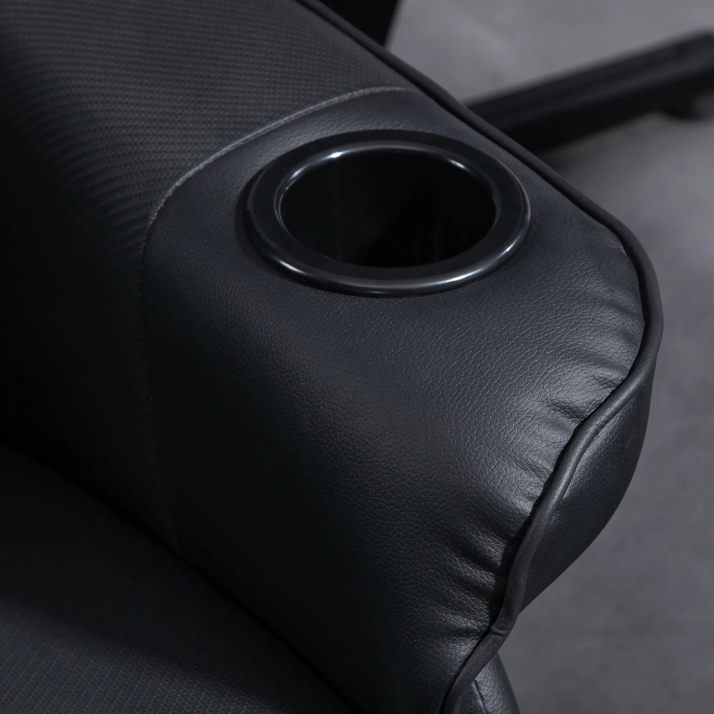 HOMCOM Fotel Gamingowy z Masażem, Regulowane Oparcie, Podnóżek, do 120 kg, Stelaż Stalowy, Sztuczna Skóra, Czarny | Aosom PL