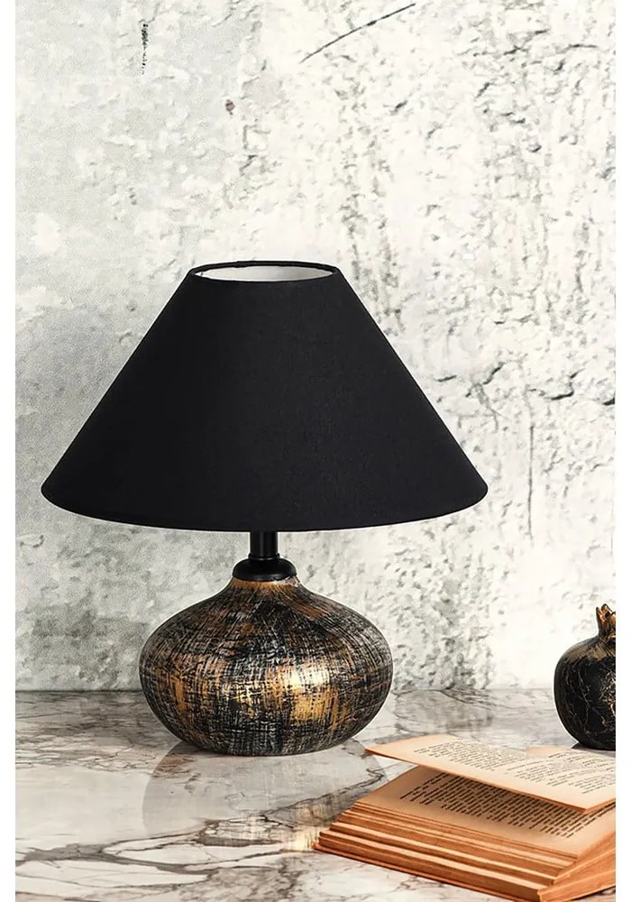 Czarna lampa stołowa z tekstylnym kloszem (wysokość 32 cm) Rüzgar – Opviq lights