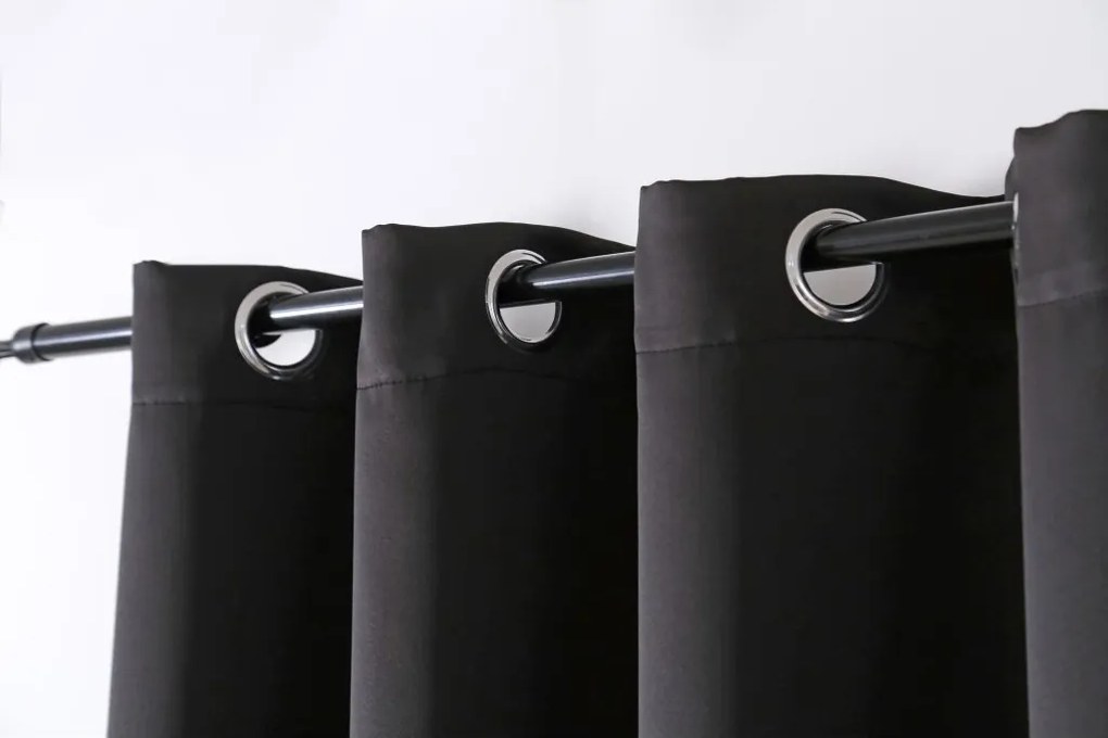 Zasłona OXFORD LIGHT 140x270 cm, czarna Zawieszanie: Taśma z wiązaniami