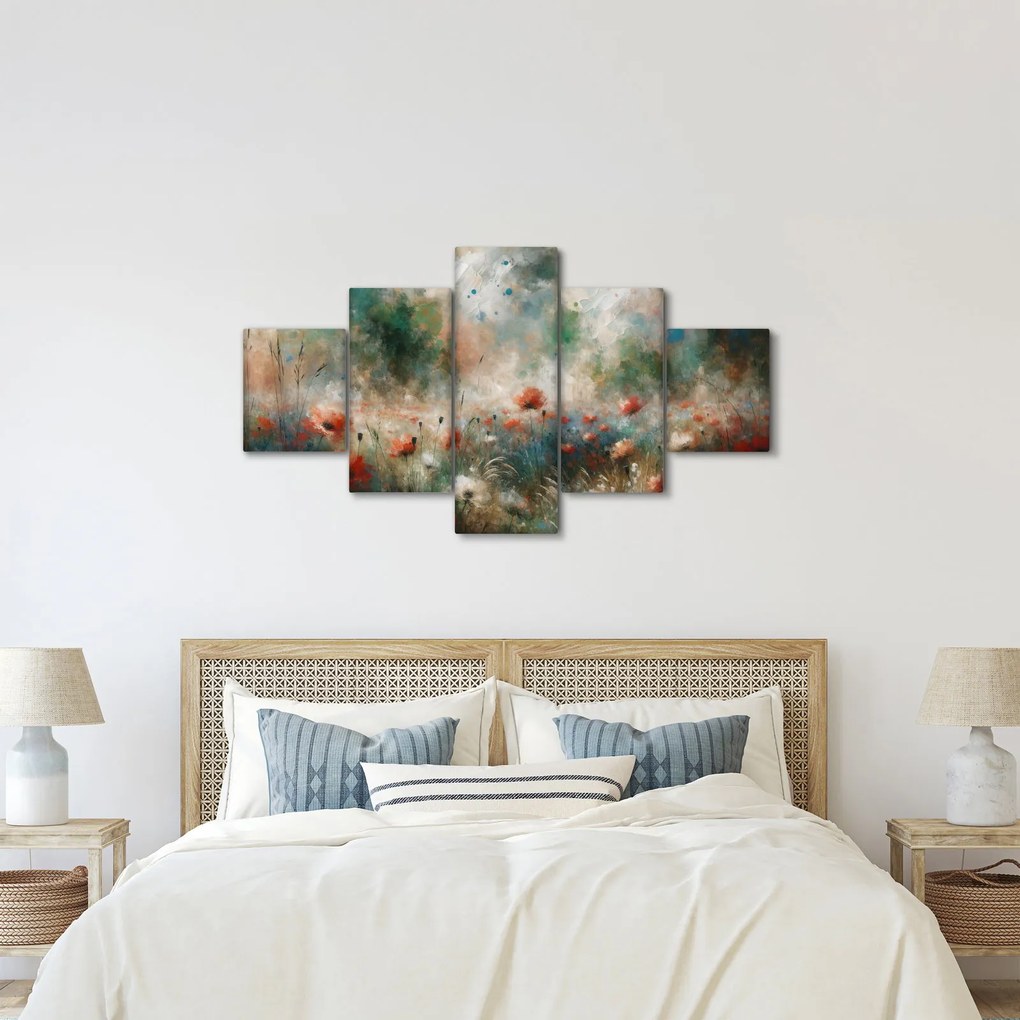 Obraz – Abstrakcja pola z makami (125x70 cm)