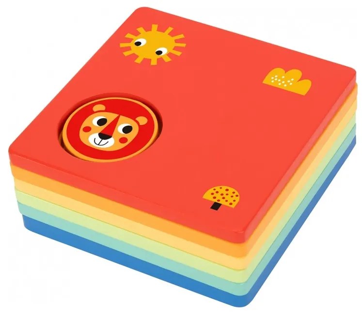 Tooky toy układanka montessori kształty i kolory zwierzątka 6 planszy fsc