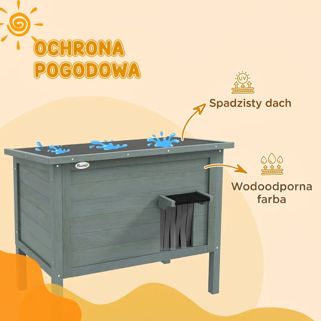 Domek zewnętrzny dla kota PawHut, odporny na warunki atmosferyczne, 1 okno, 1 drzwi, 85 x 50 x 68,5 cm, Ciemnoszary+Czarny