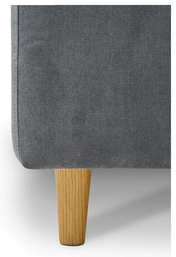 Szare tapicerowane łóżko dwuosobowe ze schowkiem i stelażem 140x190 cm Bee – Scandic