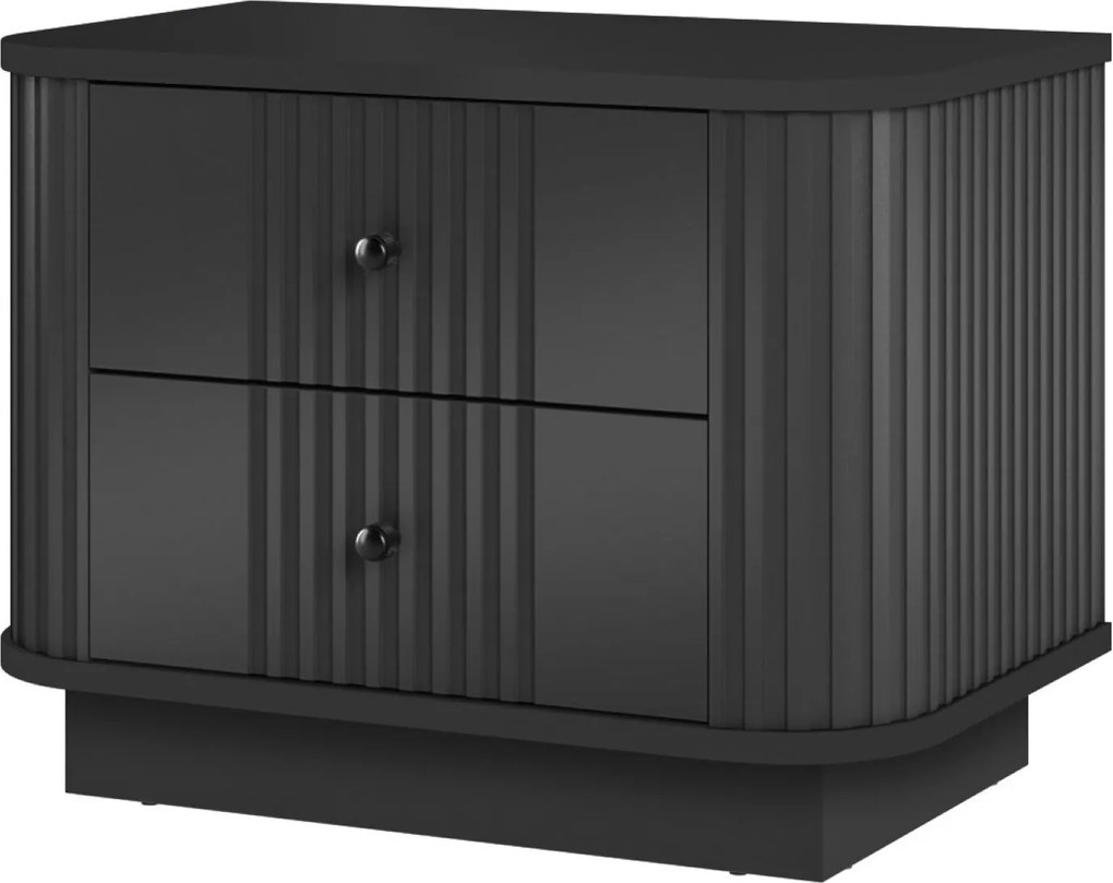 Zestaw szafek nocnych Vesper 56 cm na cokole - czarny / czarne uchwyty