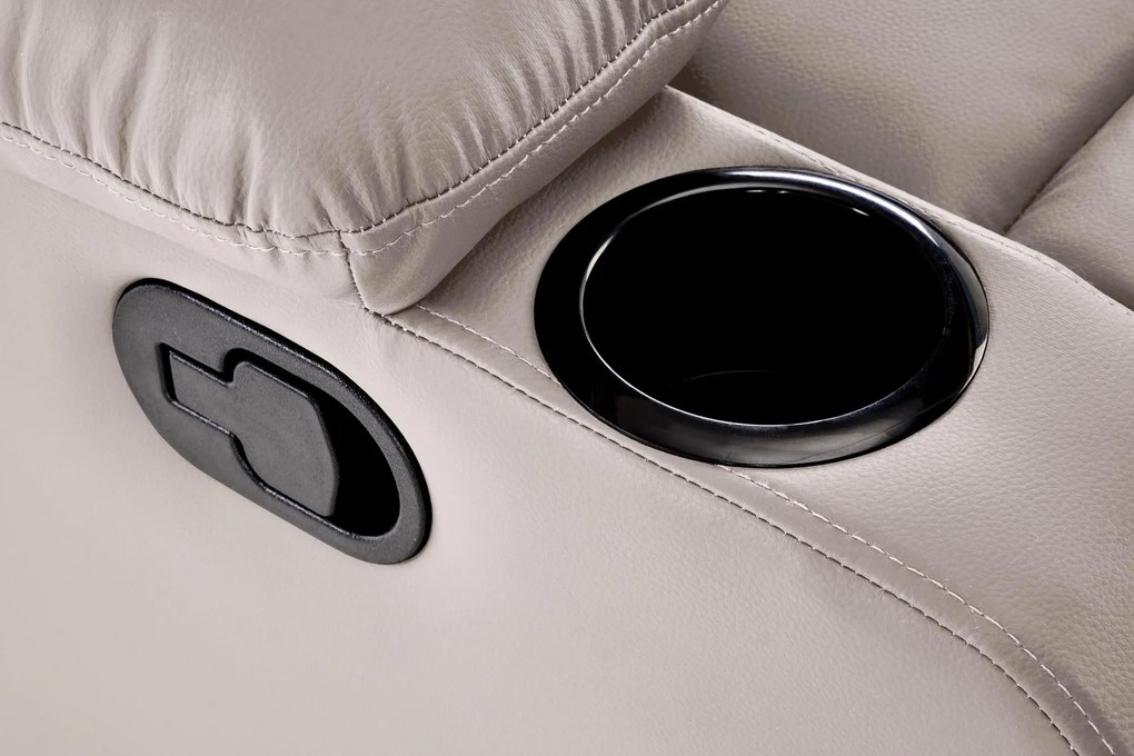 Fotel do salonu wypoczynkowy beżowy, rozkładany eco skóra PERUS