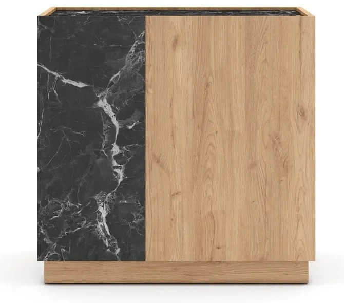 Czarno-naturalna szafka w dekorze dębu 80x79 cm Dione – Marckeric