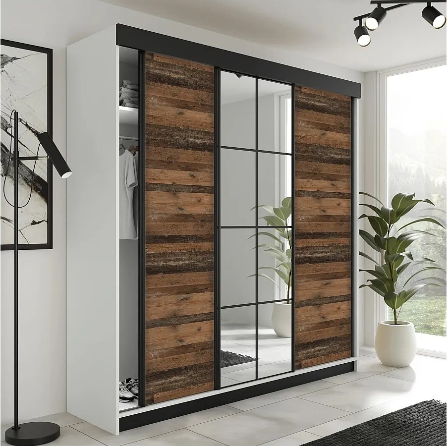 Szafa Przesuwna LAMARO 200 Biały/Old Style