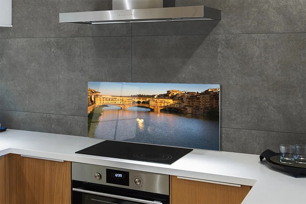 Panel szklany do Kuchni Wschód Słońca nad Mostami