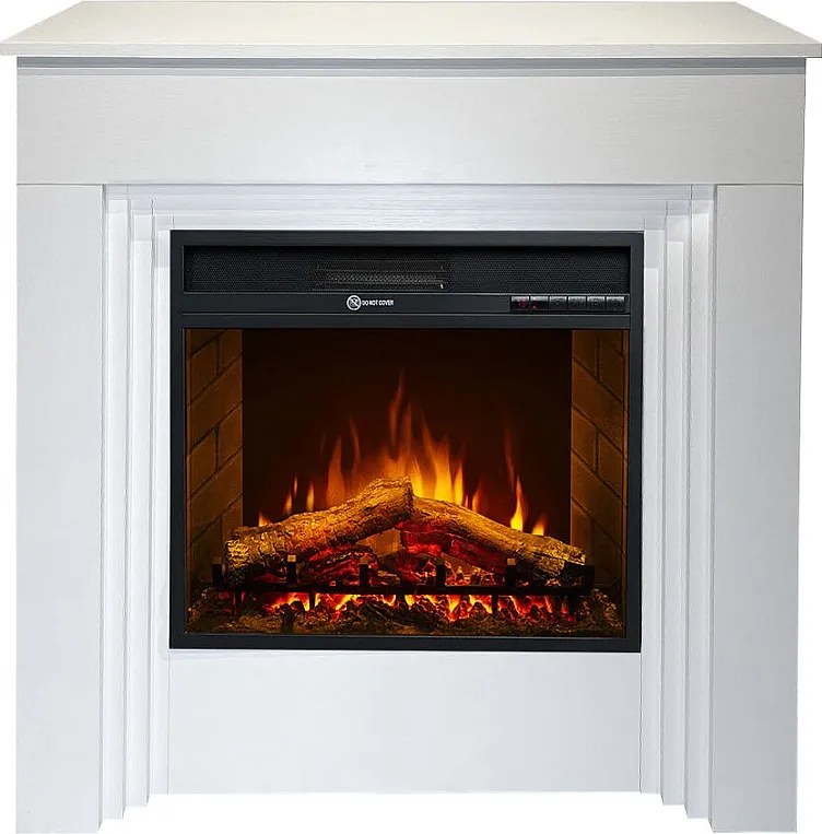 Kominek elektryczny BELLINI, kominek stojący, drewno białe, wyprodukowany we Włoszech, dł. 96 x gł. 35 x wys. 96