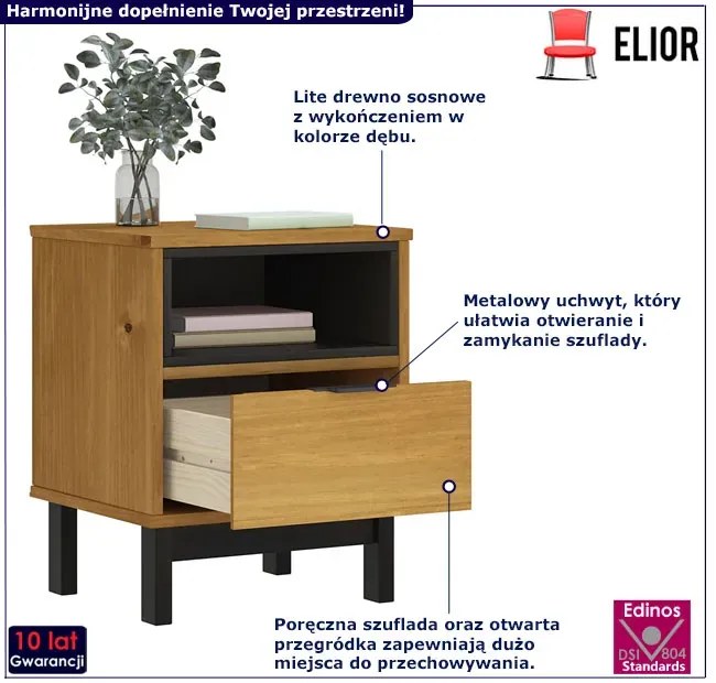 Szafka sosnowa nocna z szufladą B2-E66