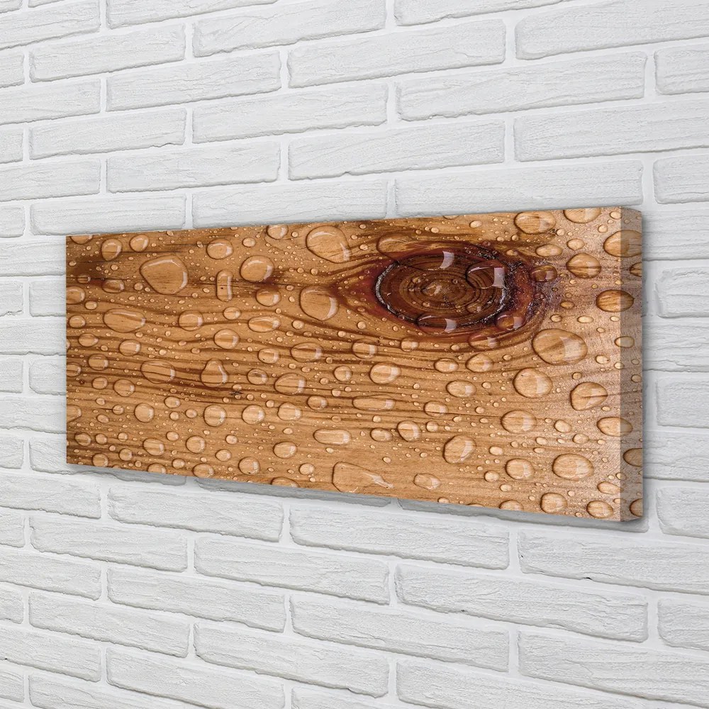 Obraz canvas na ścianę Krople na Naturalnym Drewnie