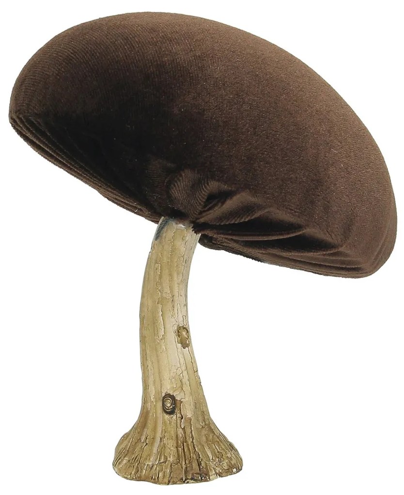 Dekoracja Velvet Mushroom 12 cm brown