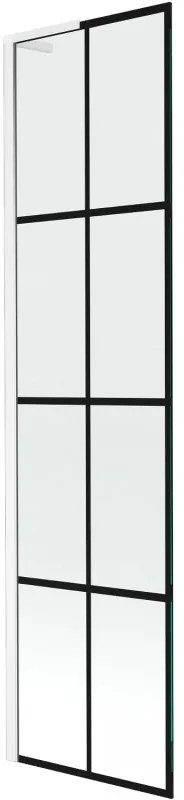 Mexen Next L parawan nawannowy 1-skrzydłowy 50 x 150 cm, czarna kratka, biały - 895-050-000-03-77-20