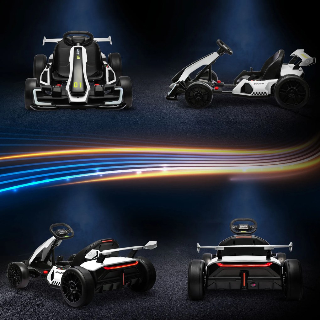 HOMCOM 4 V Elektryczny gokart dla dzieci do 12 km/h z funkcją driftu, 2 silniki, regulowane siedzenie, miękki start | Aosom PL