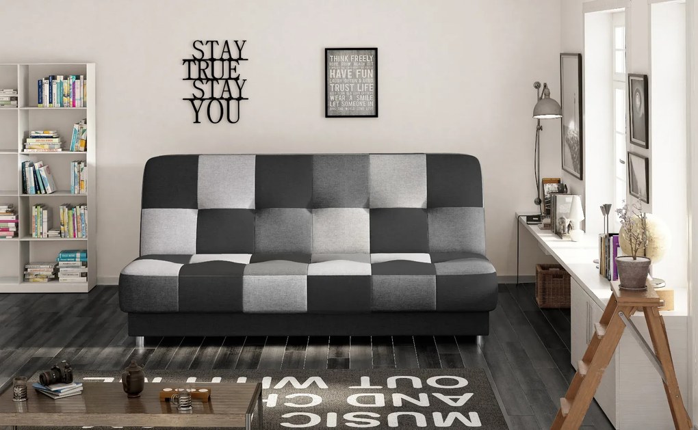 Sofa rozkładana z funkcją spania CAYO czarna/szara ELTAP