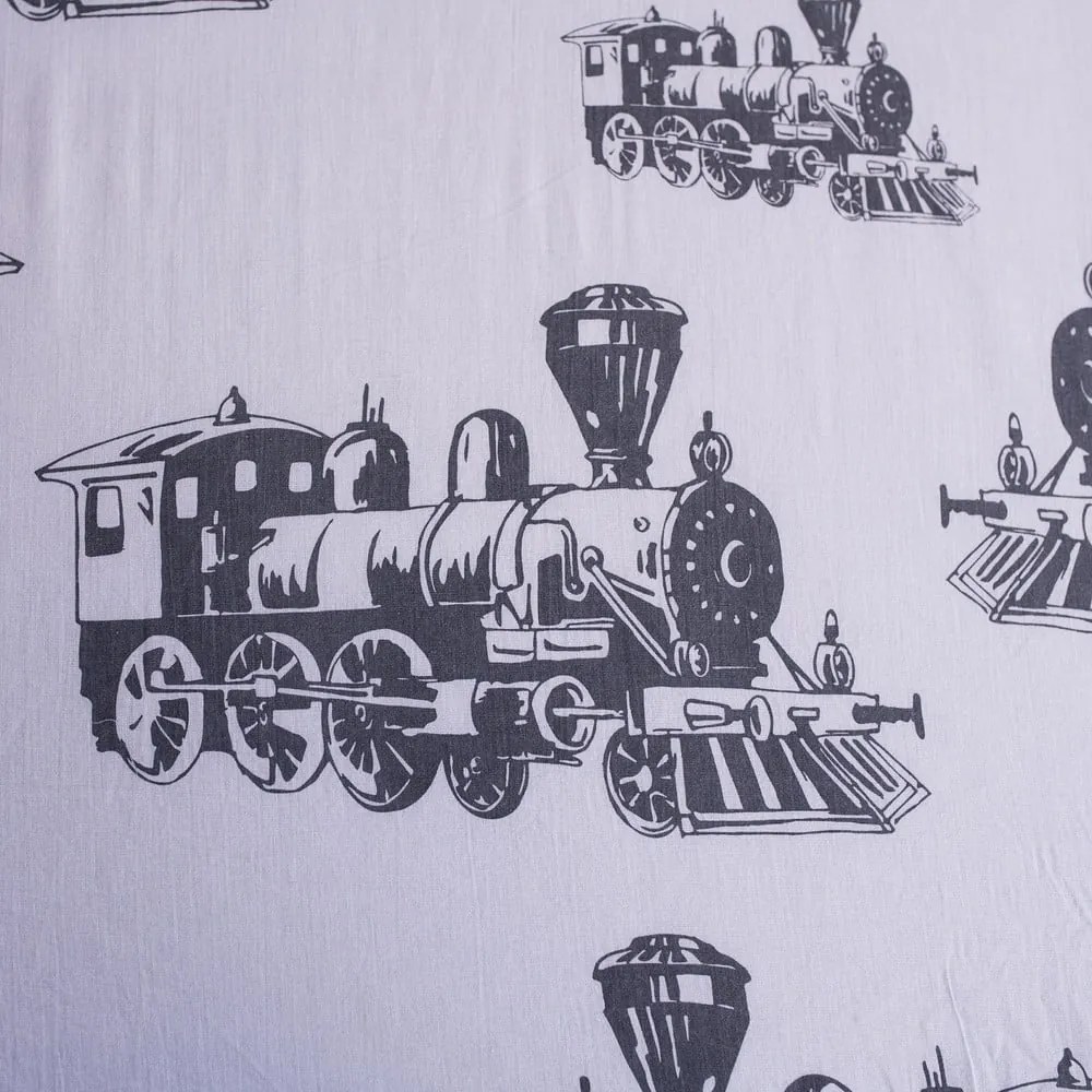 Szare bawełniane prześcieradło dziecięce z gumką 90x200 cm Train – Jerry Fabrics