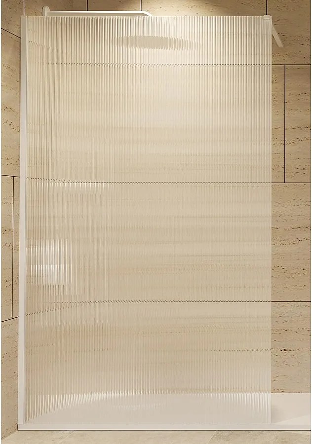 Stały panel prysznicowy Walk In | Szkło hartowane 6 mm, antykamień, Falisty | Wysokość 200 cm | Blanco Mate 90cm