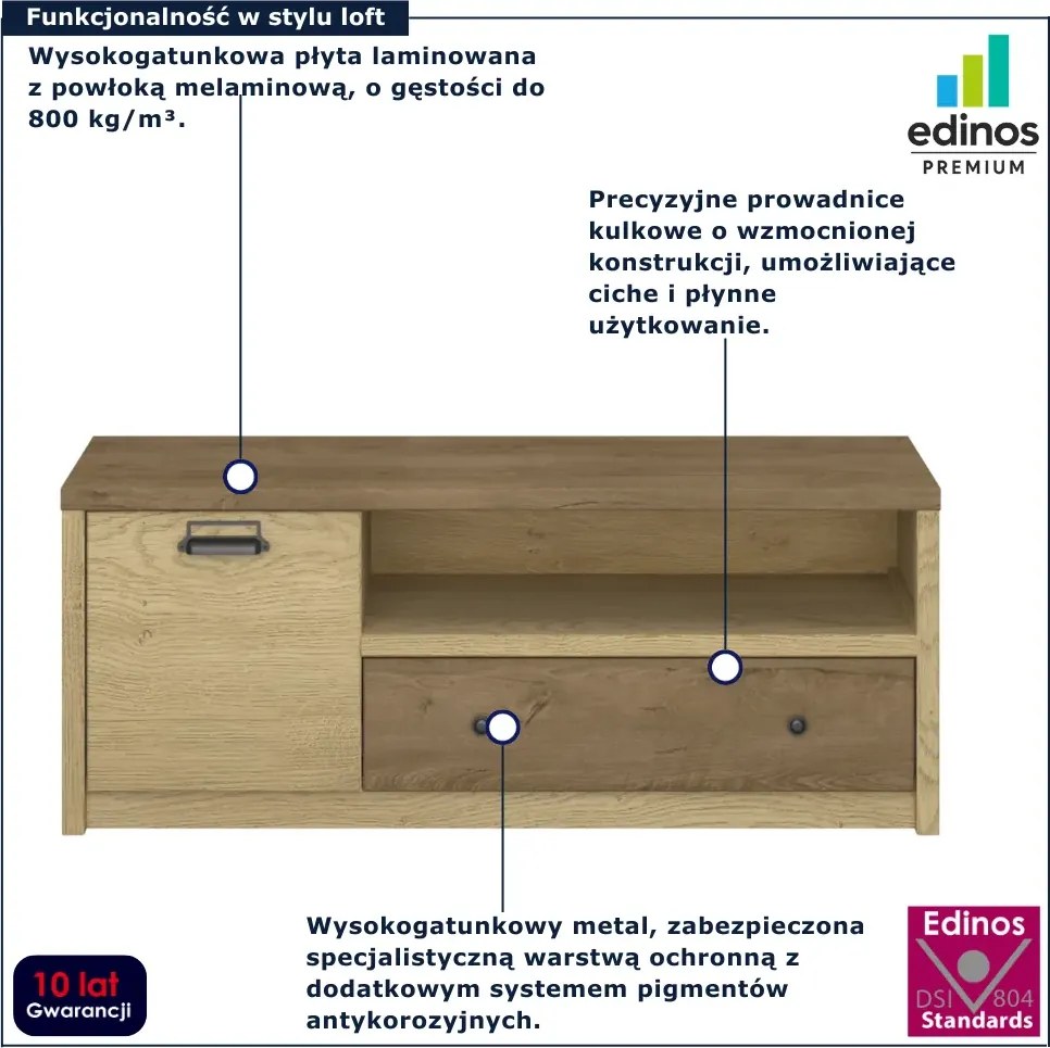 Loftowa szafka RTV dąb cremona + dąb lefkas L8-N02