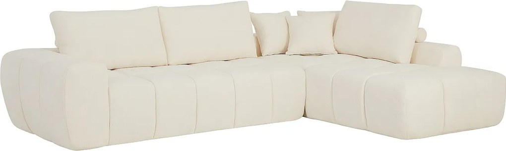 Kanapa narożna prawostronna  z beżowej tkaniny teksturowanej LAVEZO