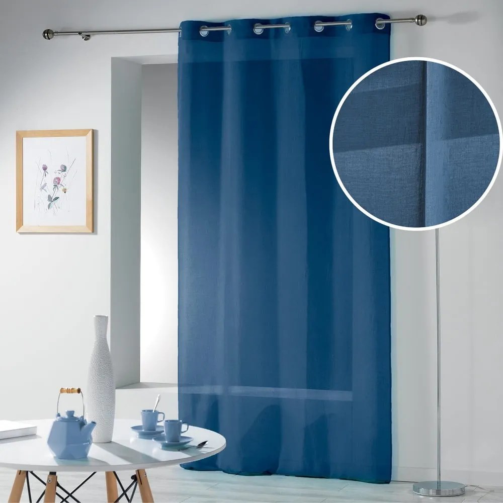 Ciemnoniebieska firanka 140x240 cm Telma – douceur d'intérieur