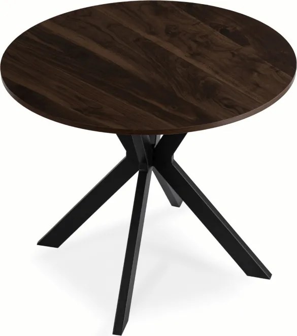 Stół Okrągły LAUREN 90 cm Orzech/Czarny Loft Nowoczesny