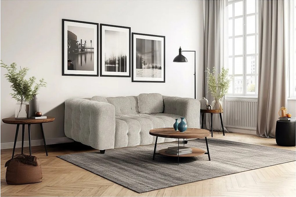 Sofa prosta z tkaniny szenilowej "Vendome" - 2 miejsca - Beż