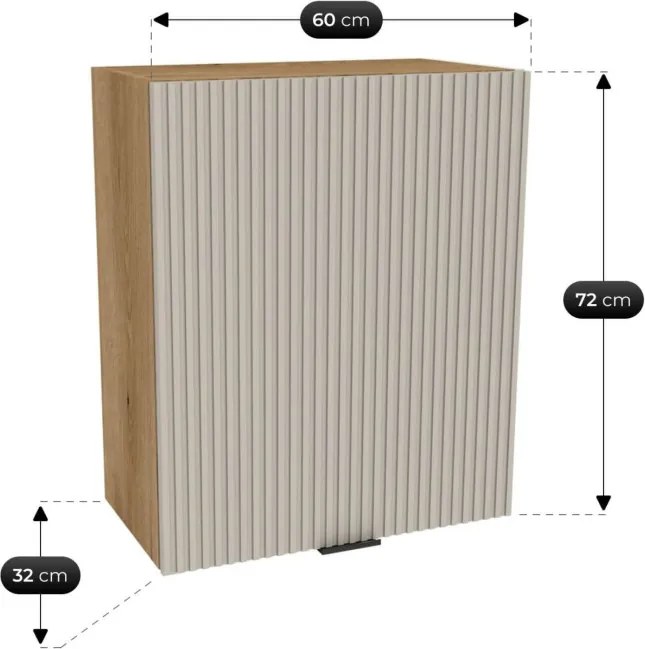 Zestaw Mebli Kuchennych MODERN 200 cm Kaszmir Ryflowany Nowoczesny