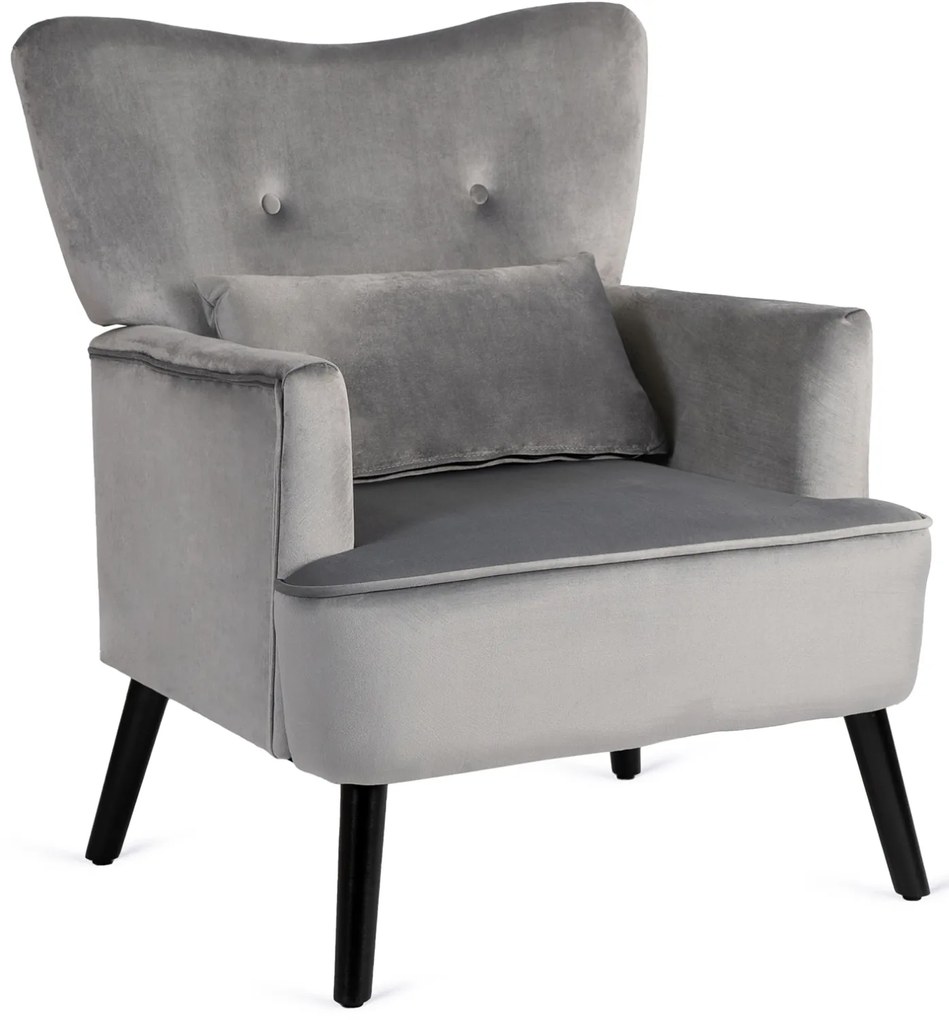 Fotel Uszak Wypoczynkowy BUNNY Szary Welurowy Nowoczesny Loft