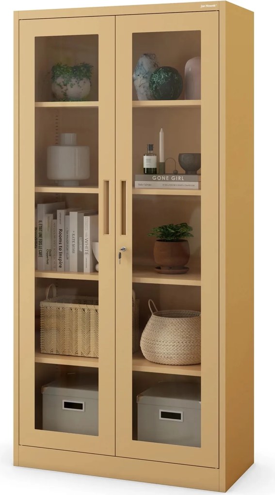 Przeszklona szafa medyczna Amelia Fresh Style 90x40x185 cm beżowa