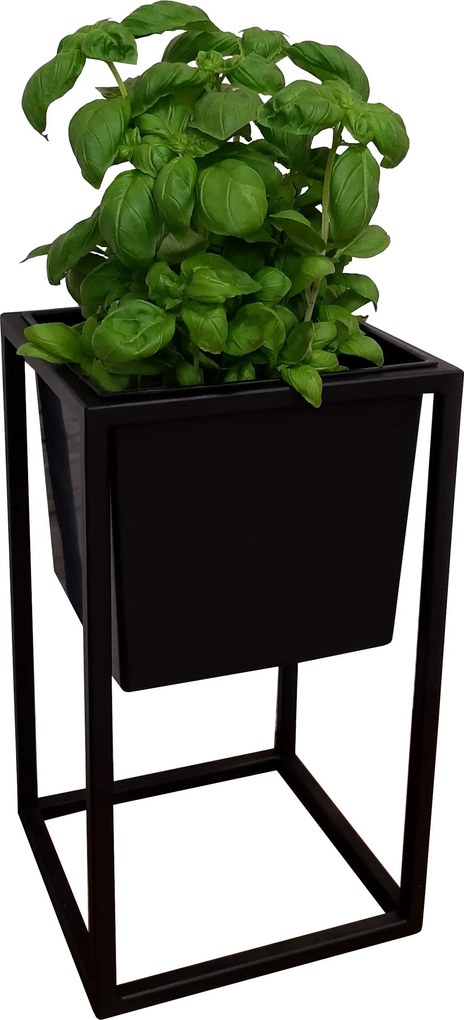 Kwietnik stojący metal LOFT stojak na kwiaty : Kolor Stelaża - Czarny , Rozmiar - 25x25 cm, Wysokość - 35 cm