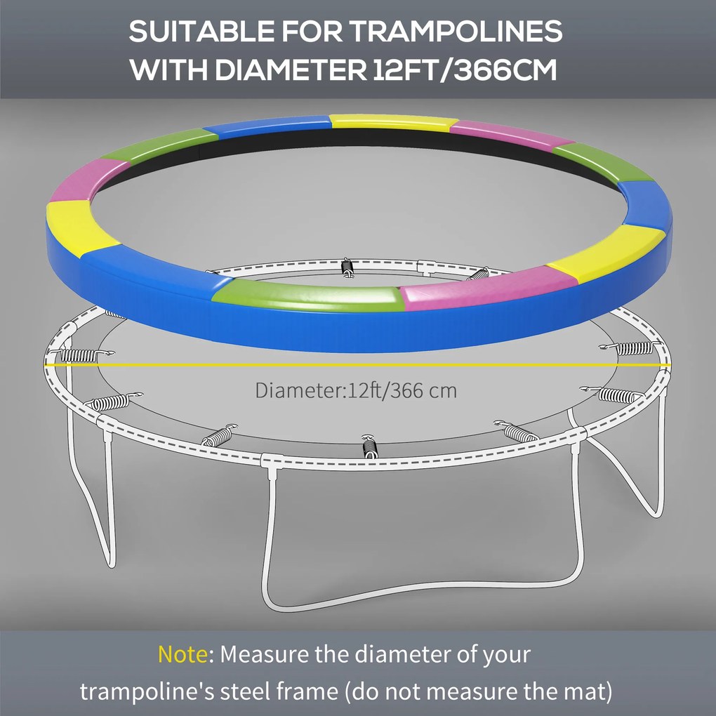 SPORTNOW Zamienna osłona krawędzi trampoliny, wodoodporna, odporna na rozdarcia, Ø305 cm, wielokolorowa | Aosom PL