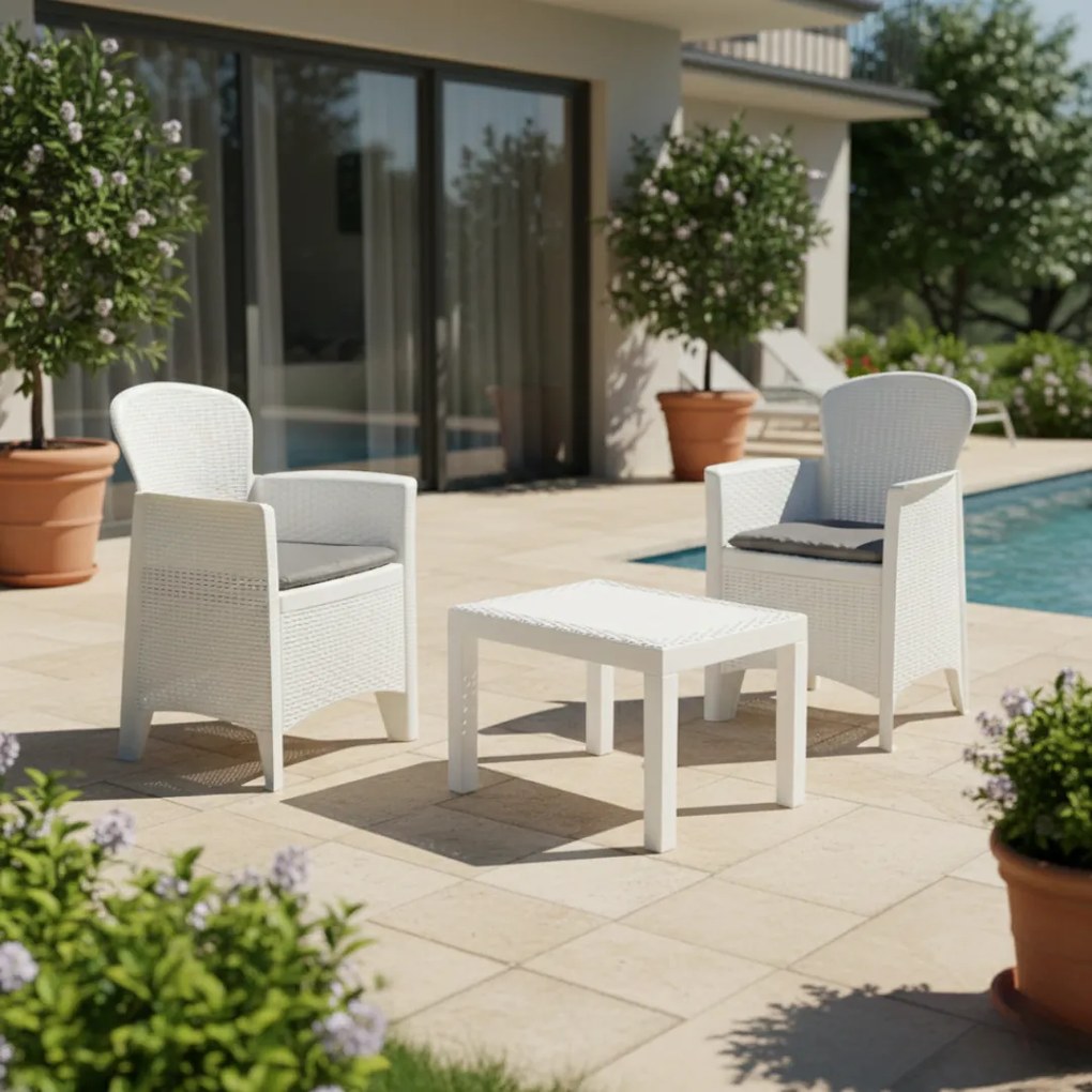 I.P.A.E-Progarden Zestaw ogrodowy AKITA, 3-częściowy, biała