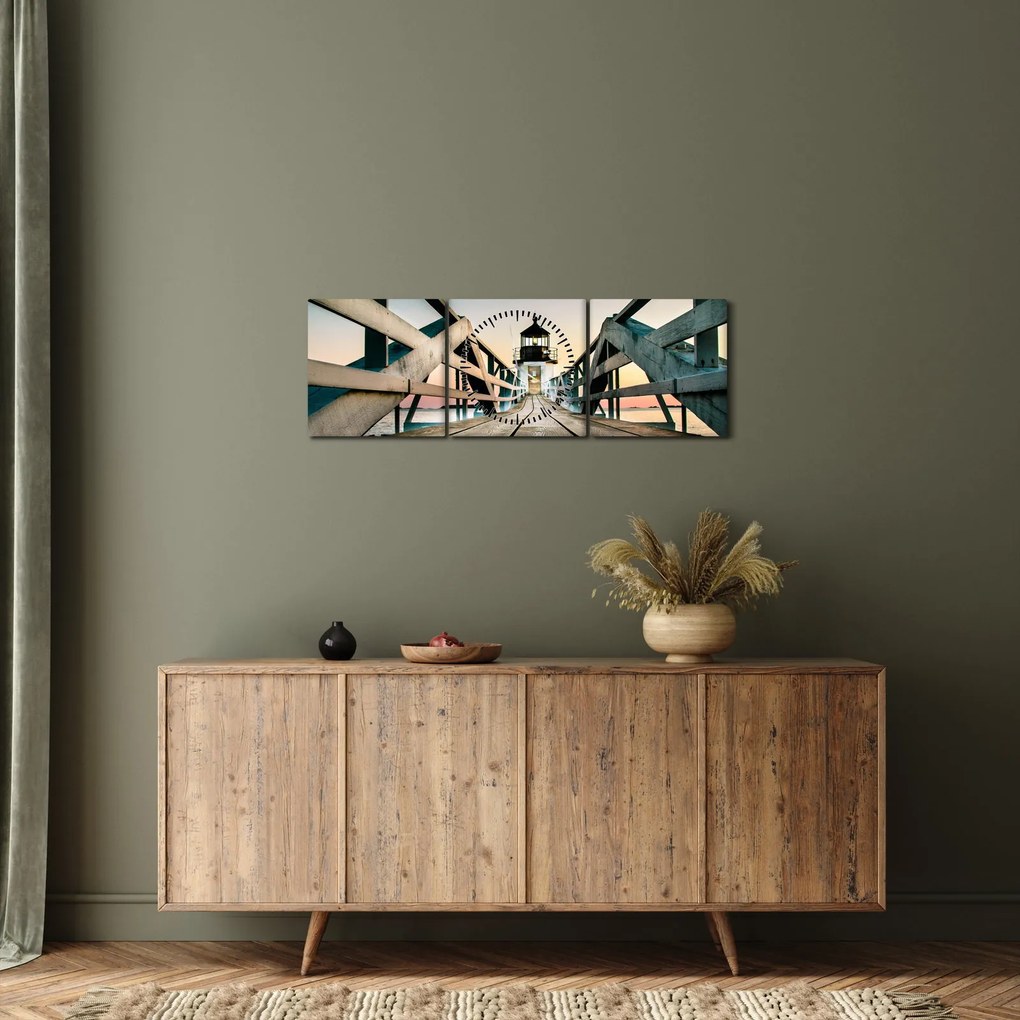 Obraz - Na molo (z zegarem) (90x30 cm)