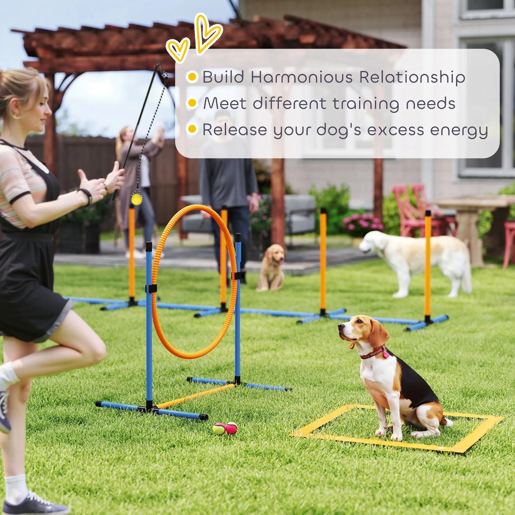PawHut Zestaw Agility dla Psów 7-częściowy do Treningu i Zabawy z Przeszkodami