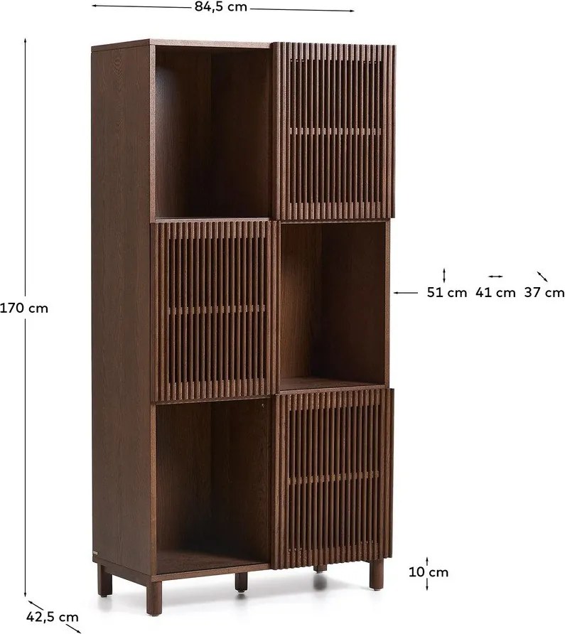 Ciemnobrązowy regał w dekorze orzecha z drzwiami przesuwnymi 84,5x170x42,5 cm Beyla – Kave Home