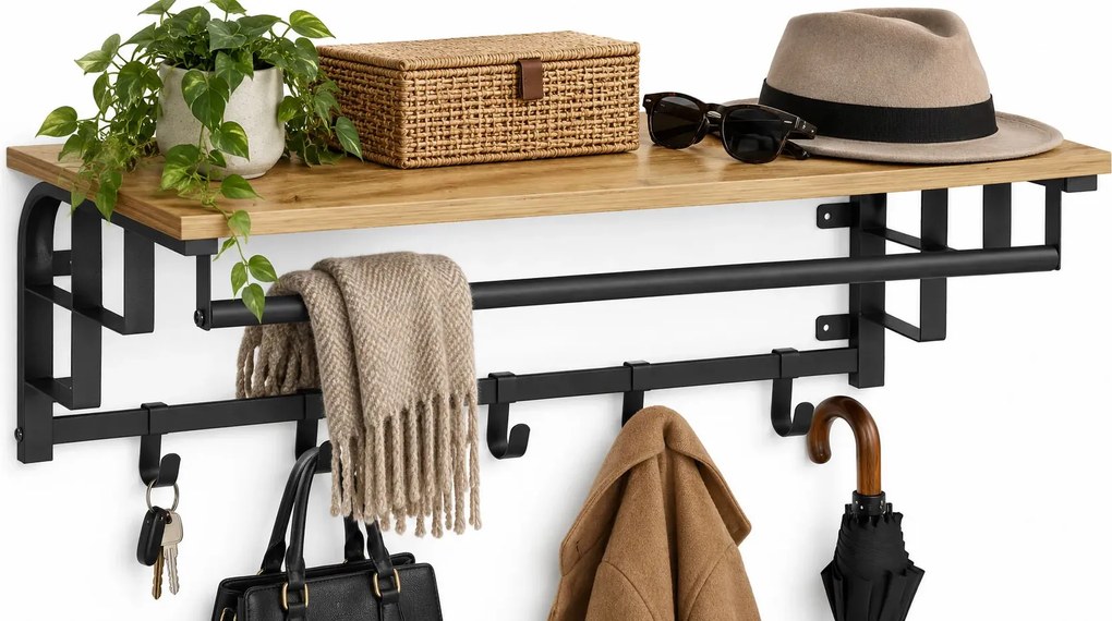 Industrialny wieszak na ubrania z półką dąb artisan D3-P25