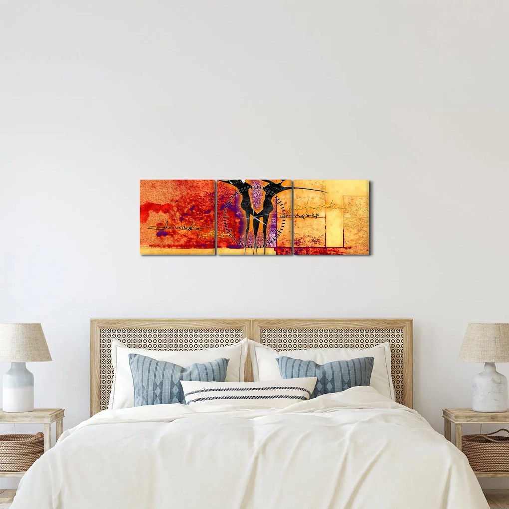 Obraz - Afrykańskie boginie (z zegarem) (90x30 cm)