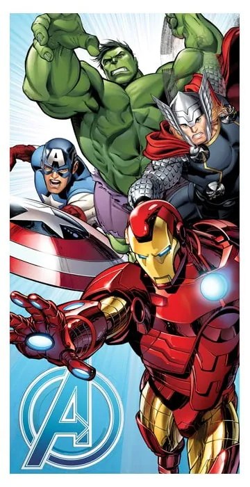 Bawełniany ręcznik dziecięcy 70x140 cm Avengers "Light Blue" – Jerry Fabrics