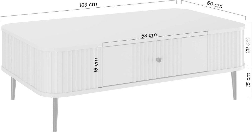 Stolik kawowy Vesper 103x60 cm z szufladą - kaszmir / orzech / czarne nogi