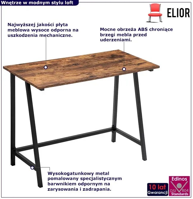 Rustykalne biurko komputerowe metalowe Z3-D77